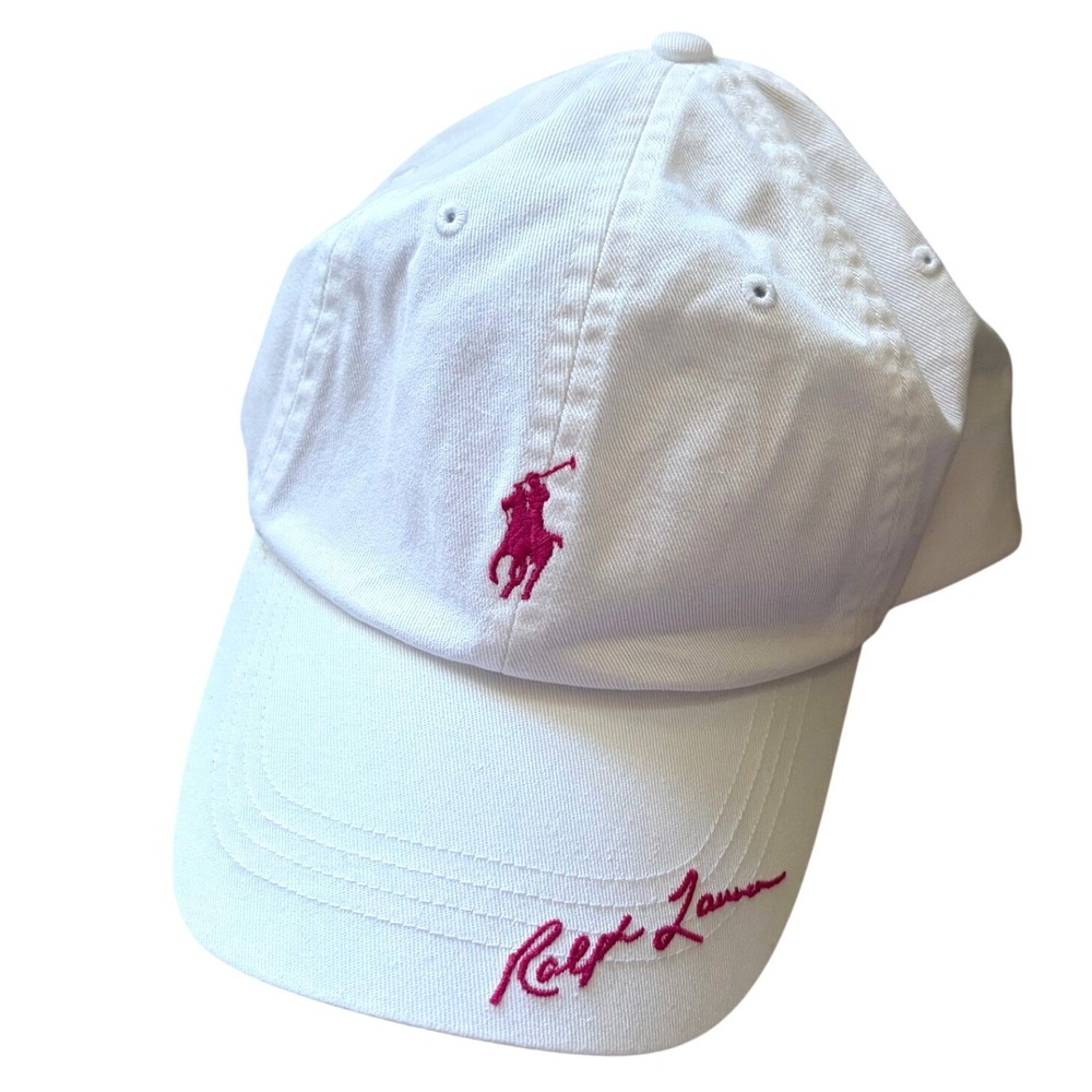 US Open 2026 Polo Ralph Lauren Pink Pony White Cotton Baseball Cap Hat Pink Logo